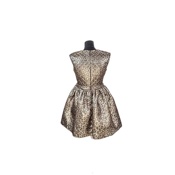 A'gaci Metallic Gold Quilted Fit & Flare Party Dress - Picture 6 of 7